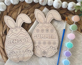Bunny Egg Easter DIY, Easter basket Stuffers, Personalized Paint Kit, Easter for Kids, Wood Bunny Egg Craft for Kids, Kids DIY Easter
