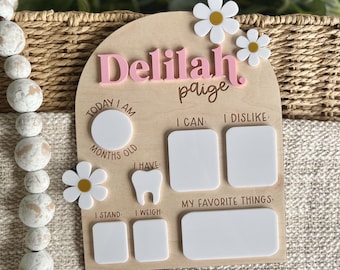 Daisy Milestone Board, Floral Milestone Board, Write In Milestone Board, Baby Monthly Milestone Sign, First Year Milestone Board, Monthly