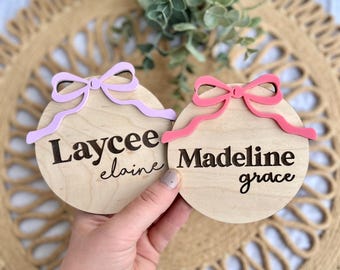 Name Announcement Sign For Baby, Baby Shower Gift, Hospital Name Plaque for Newborn, Baby Name Sign, Baby Girl Name Sign, Girl Name Sign Bow
