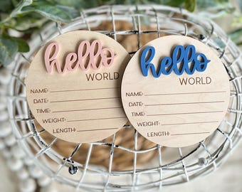 Baby Birth Announcement, Hello World Sign, Baby Birth Stat Sign, Newborn Birth Stat Sign, Baby Announcement Sign, Hello World