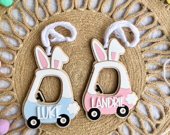 Cozy Coupe Easter Basket Tag, Easter Basket Name Tag, Personalized Easter Basket Tag, Push Car Bunny Tag, Spring Gift Tag, Bunny Tag, Easter