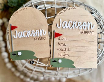 Golf Birth Stats Sign, Golf Name Announcement for Baby, Baby Shower Gift, Hospital Name Announcement, Fresh 48 Photo Prop, Baby, Golf