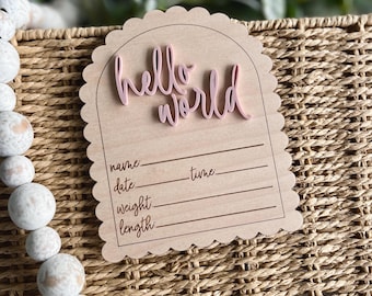 Baby Birth Announcement, Hello World Sign, Baby Birth Stat Sign, Newborn Birth Stat Sign, Baby Announcement Sign, Hello World