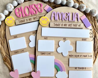 Interchangeable Back to School Sign, Rainbow Girls First Day of School Sign, Last Day of School, Retro, First/Last Day of School Sign, Girls