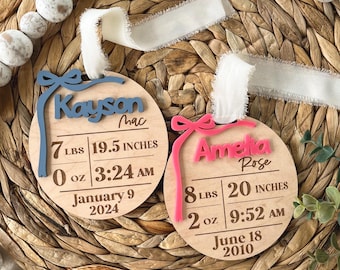 Baby Birth Stat Ornament, Personalized Baby Ornament, Baby Birth Keepsake, Birth Announcement Gifts, Gift for New Baby, First Christmas