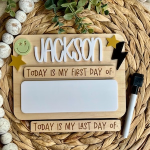 Boys Back to School Sign, Interchangeable Back to School Sign, Lightning Back to School Board, Lightning Smiley First Day of School Sign
