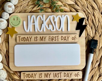 Boys Back to School Sign, Interchangeable Back to School Sign, Lightning Back to School Board, Lightning Smiley First Day of School Sign