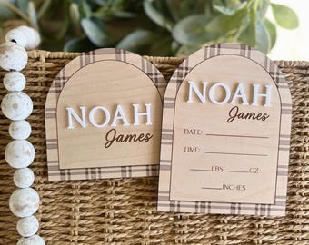 Babynaamaankondiging, babyshowercadeau, ziekenhuisnaamaankondiging, verse 48 foto prop, geboortestatistieken, geboortestatistieken, geruit naambord