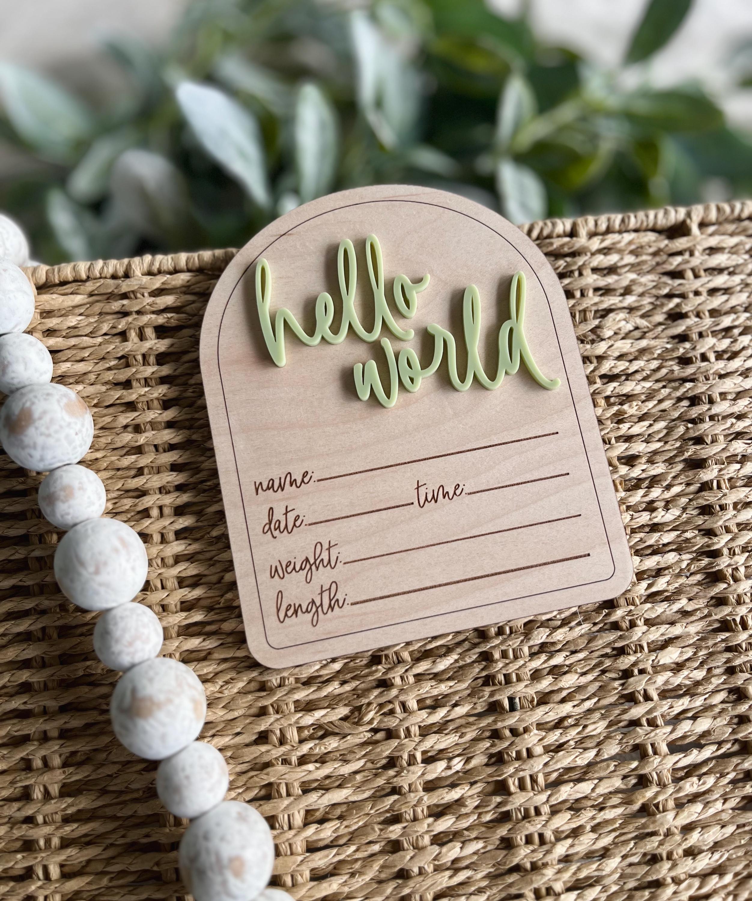 Baby Birth Announcement, Hello World Sign, Baby Birth Stat Sign ...