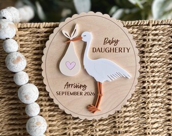 Pregnancy Announcement, Stork Pregnancy Announcement, Stork, Baby On The Way Sign, Were Expecting Sign, Pregnancy Keepsake, Baby Coming Soon