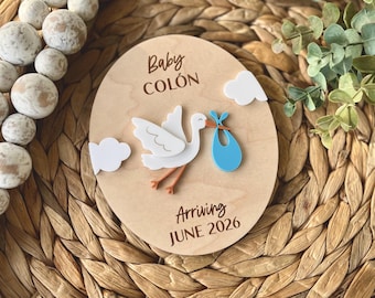 Zwangerschapsaankondiging ooievaar, babyaankondigingsteken, foto prop zwangerschapsaankondiging, gender Reveal-bord, ooievaarszwangerschapsteken