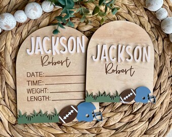 Football Birth Stats Sign, Football Name Announcement for Baby, Baby Shower Gift, Hospital Name Announcement, Fresh 48 Photo Prop, Baby Boy