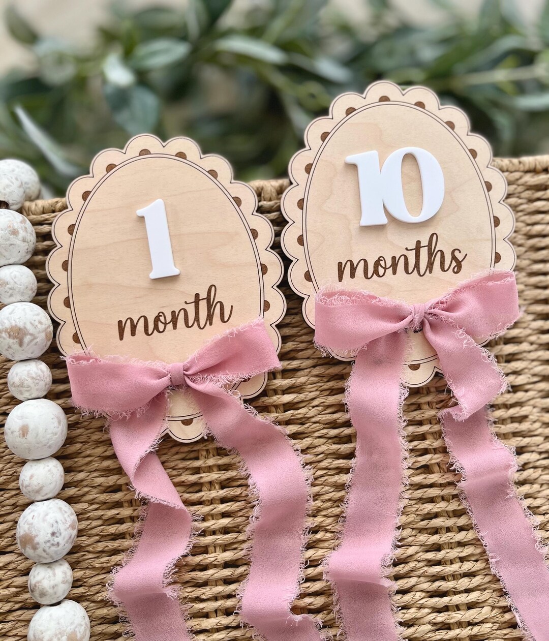 Ribbon Bow Interchangeable Milestone Signs, Monthly Milestone Markers ...