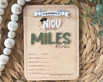 NICU Grad-bord, foto-rekwisiet voor het verlaten van Nicu, Nicu-certificaat, NICU Warrior, NICU-bord voor ziekenhuis, nieuwe baby, cadeau voor preemie, Nicu