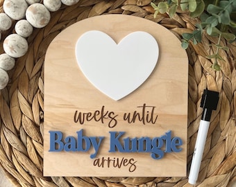 Baby Arrival Countdown, Due Date Countdown, Maternity Keepsake, Pregnancy Countdown, Baby Announcement, Weeks Until Baby Arrives Sign