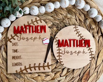 Baseball Birth Stats Sign, Baseball Name Announcement for Baby, Baby Shower Gift, Hospital Name Announcement, Fresh 48 Photo Prop, Baby