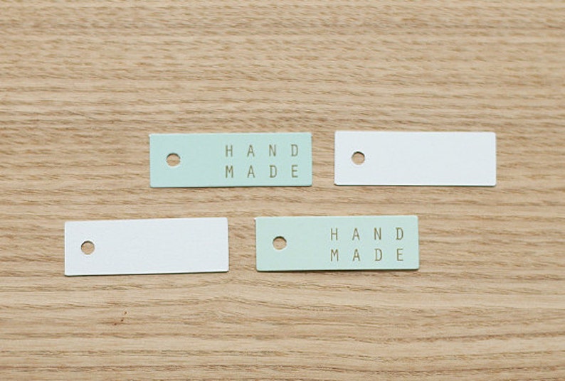 1.8 x 0.6in 20 Handmade Square Tags Mint