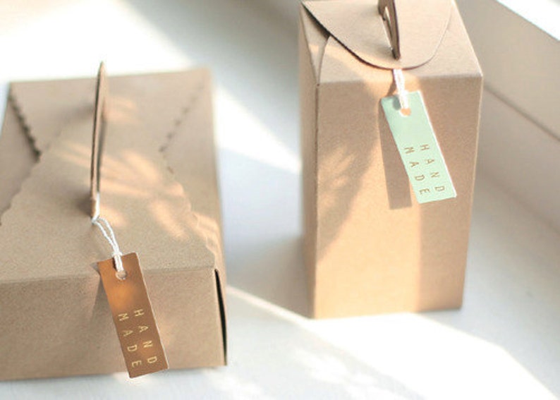 1.8 x 0.6in 20 Handmade Square Tags Mint