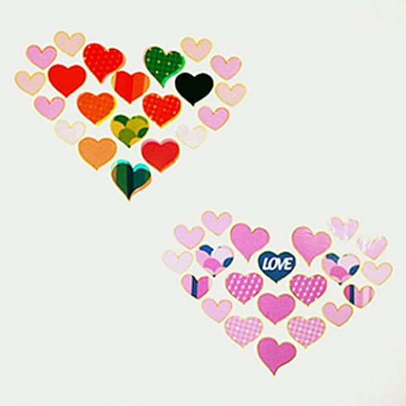 4 sheets Sensitive Transparent Stickers Heart 3.5 x 9.5in