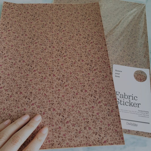 A4 Brown Floral Pattern Self Adhesive Fabric Sheet Sticker Etsy