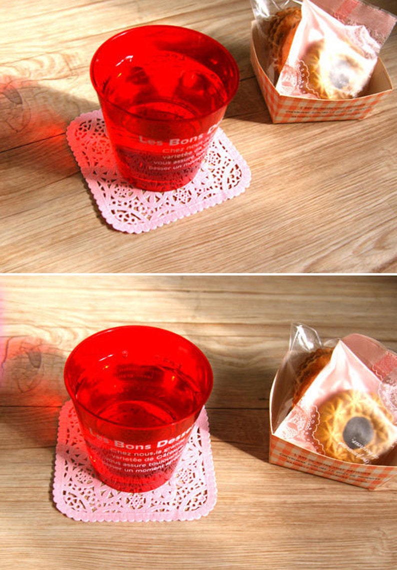 Pink 30 Square Lace Paper Doilies 3.9 x 3.8in