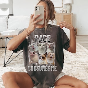 Rage Consumes Me Cat Shirt, Silly Cat Graphic Shirt, Funny Cat Meme T-Shirt, Vintage Unhinged Cat Tee, Cat meme funny shirt, Funny cat tee