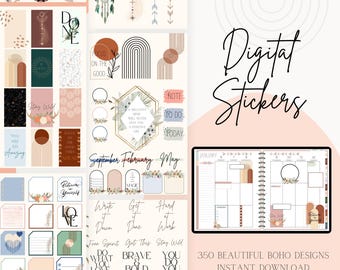 Boho Digital Stickers for Digital Planning, Goodnotes, Noteful, One Note and more