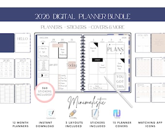 2026 Digital Planner Minimalistic Goodnotes Planner iPad Planner Daily Planner Weekly Planner Digital Planner ADHD Planner