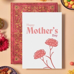 Minimalist Mother's day printable card - Happy Mother's Day Floral Design Card - Digital Download
