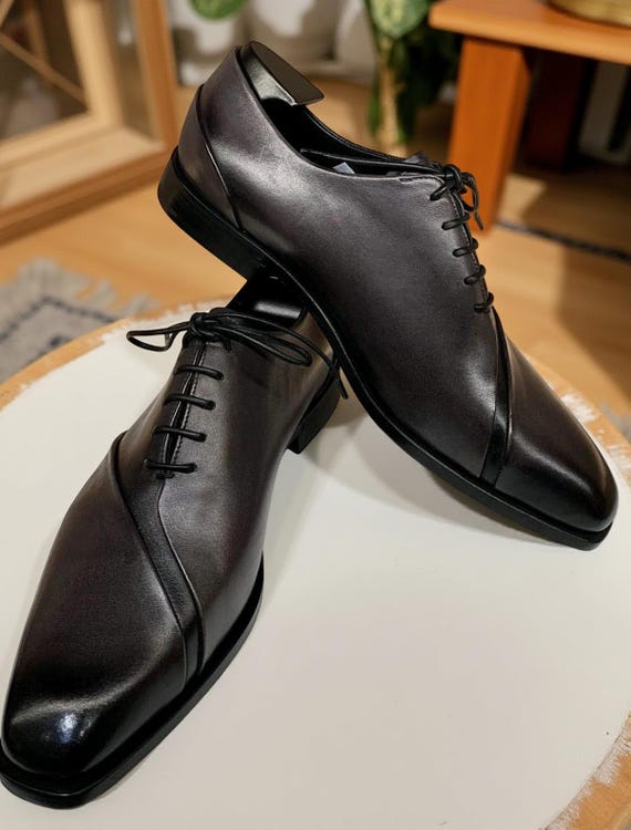 Classic Black Leather Derby Shoes - Sleek Lace-Up Dress Oxfords Amazon.com | Men main image 2