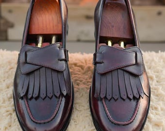 Handmade Leather Stylish Loafers Dress Shoes For Men's Christmas