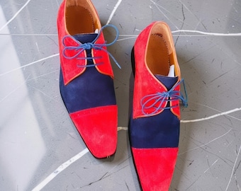 Herren Dual Tone Wildleder Derby Schuhe Handgefertigte Leder Luxus Kleid Schuhe