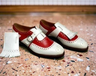 Handcrafted Frings Leather shoes Mens buckle Leather spectator Shoes Men Shoes