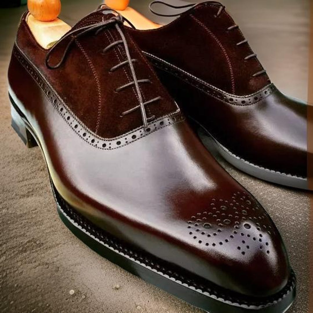 Scarpe da uomo Wholecut in pelle scamosciata, di qualità premium