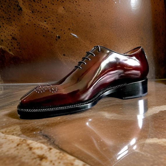 burgundy dress shoes for wedding Burgundy Wingtips Brogue Shoes for Men's Dress Shoes