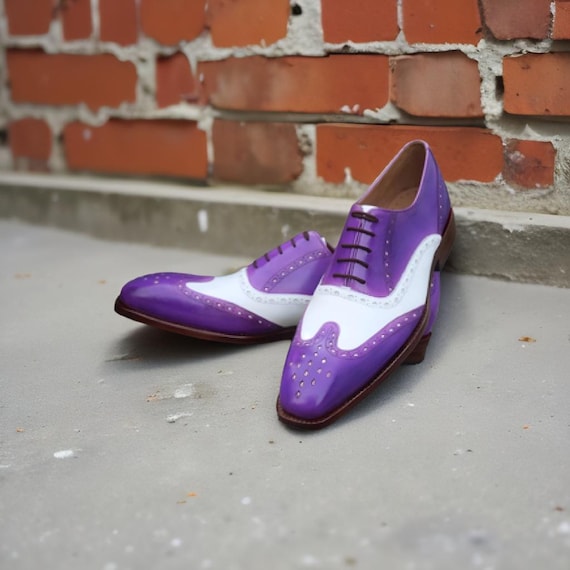 Purple and White Two-Tone Wingtip Oxfords Men main image 4