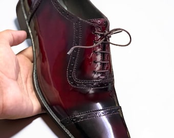New Handmade Redis Brown Leather CapToe Lace Up Oxford Semi Brogue Shoes