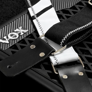 Black and White Guitar Strap with Leather Ends Monochrome Grace, Handmade, Acoustic Guitar Strap, Guitar Accessories, Electric Guitar Strap.