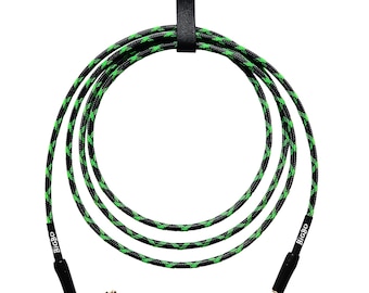Instrument Cable, Vintage Guitar cable, Green cable, cable for guitar, jack 6.3mm cable, angled jack cable, electric guitar, studio cable
