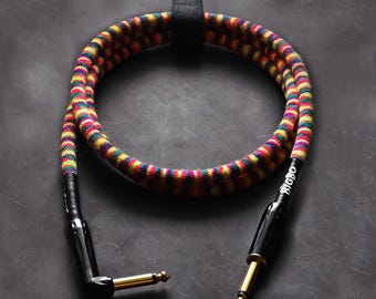 Colorful Braided Instrument Cable, 6.3mm Angled Jack, Gold-Plated