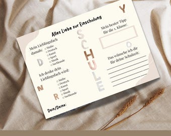 School enrollment guest book card set | School enrollment card to fill out | School enrollment gift reminder