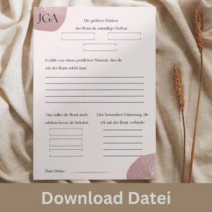 JGA Gästebuchkarten I Gästebuch Karten Junggesellinnenabschied I Ausfüllkarten JGA