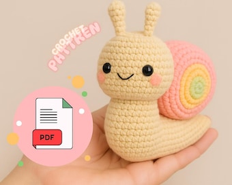 小さなカタツムリの編み図（PDF）、あみぐるみカタツムリの作り方