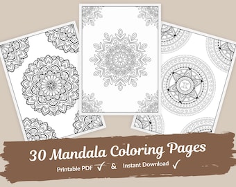 30 Mandala Coloring Pages: Stress Relief Art (Instant Download)