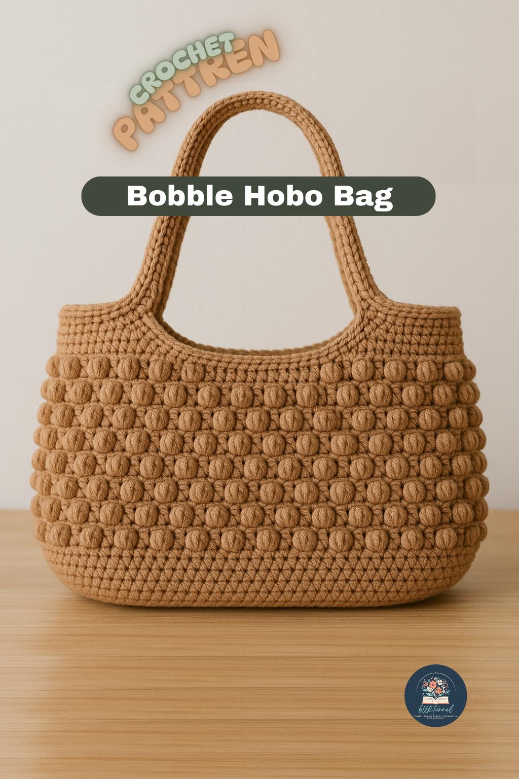Crochet Bobble Hobo Bag Pattern: Two-handle Wool Purse (PDF Download ...