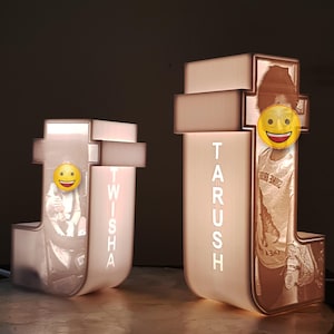 Lampe photo alphabet personnalisée - Veilleuse initiale avec nom personnalisé avec images, cadeau unique pour enfant, anniversaire, anniversaire, décoration d&#39;intérieur