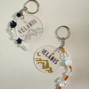 Velaris Keychain – ACOTAR Inspired Acrylic Keyring with Beads | Night Court Gift | Fantasy Bookish Accessory