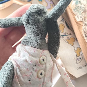 Collectible Teddy rabbit, Vintage toy with clothes, Unique teddy handmade, artist bunny