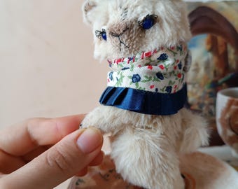 Osito de peluche artista, muñeca de arte OOAK, osito de peluche en miniatura, hecho a mano