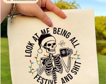Funny Christmas Skeleton SVG, Festive Skeleton Shirt, Santa Skull Sublimation, Holiday Humor PNG, Xmas Lights Clipart, Instant Download Svg